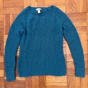 LOFT Teal Blue Knit Crewneck Sweater